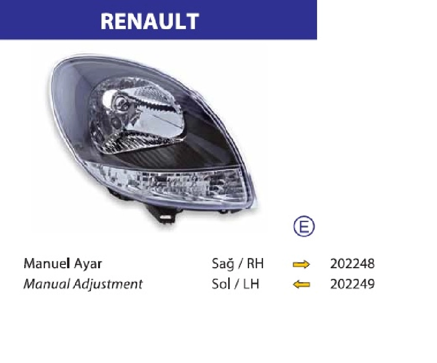 Renault Kangoo Far, Manuel Sol ( 2008-2009 ) | OEM 202249