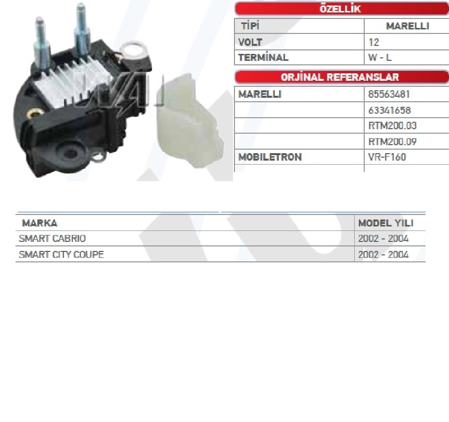 Konjektör Marelli Tip 14.4 V - Smart Cabrıo-Cıty Coupe (W-L) (02-04) | OEM TRS.YR.IX594