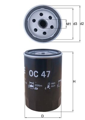 Yag Filtresi Caddy Golf Jetta Passat Polo Bora T5 LT28 35 LT40 55 Ibiza Leon Toledo Octavia | MAHLE OC47 | OEM 035115561A 035115561A 035115561G 037115561B 035115561G 037115561B