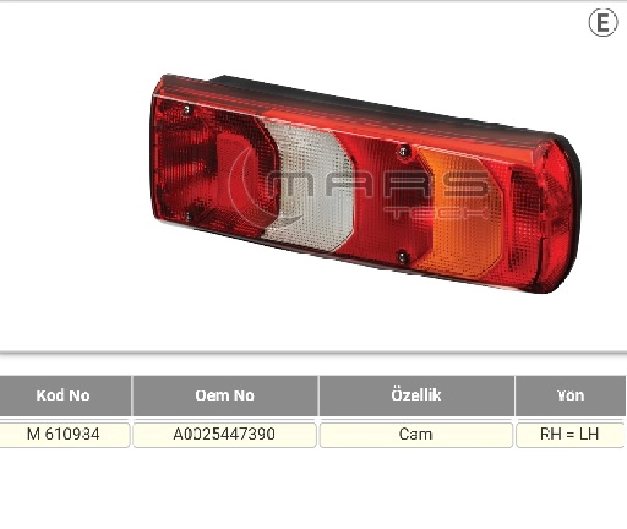 Mercedes Actros Mp 4 Stop Lamba Cam | OEM M610984