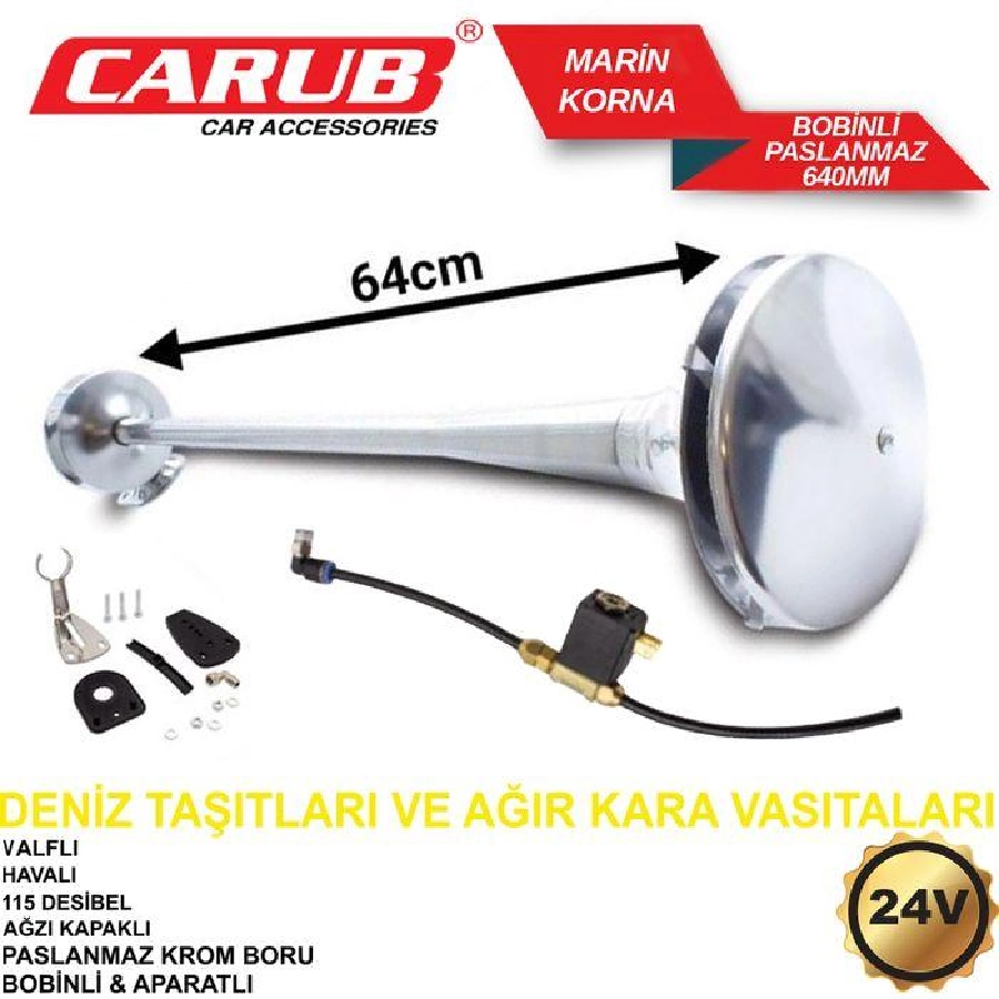 Korna 24V Bobinli Marine 640MM Yuvası Paslanz | OEM BR2751563