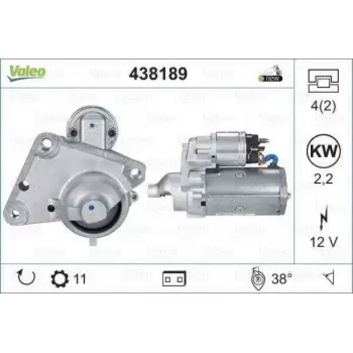 Mars Motoru (12V 11 Dis) Mini Cooper R56 R60 04> P308 P508 P2008 P5008 P207 P208 Partner Tepee P301 C Elyssee C2 C3 C5 II C5 III DS3 DS4 C4 1,6HDI 8V / 16V E4 / E5 (D7G3) | VALEO 438189 | OEM 9646694080 9646694080 5802.AE 5802.AF 12417794971 5802.AE