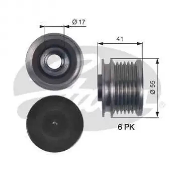 Alternator Kasnagi (Rulmanli) DS3 C3 III P208 P207 P3008 P2008 Partner Tepe 207 P308 P508 P208 P5008 C3 Picasso C4 C4 Picasso C5 III Berlingo III EP6 EP6C EP6CDT Mini Cooper S / R56 / R57 / R58 / R59 (120A Icin) 1,6 Vti / 1,6THP 16V / W11B16 | GATES
