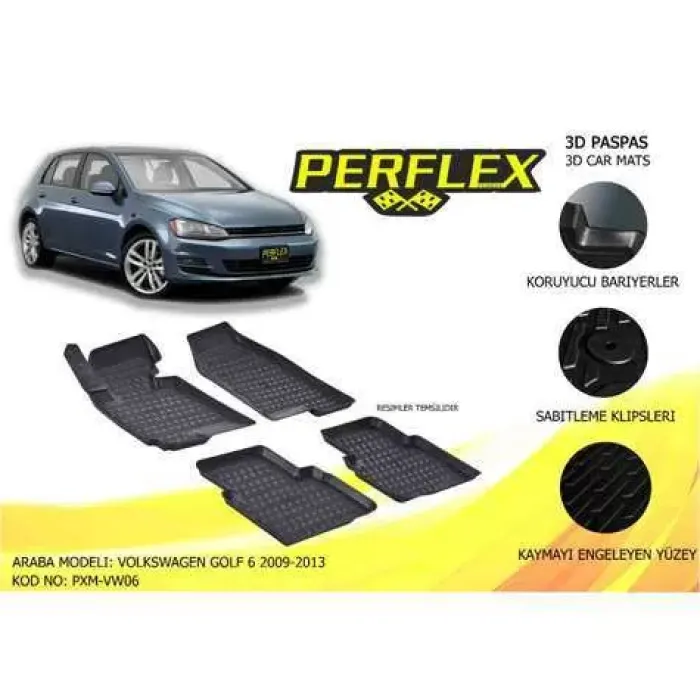 Paspas 3D Havuzlu 10-Mat Golf 6 2009-2013 | PERFLEX PXM-VW06