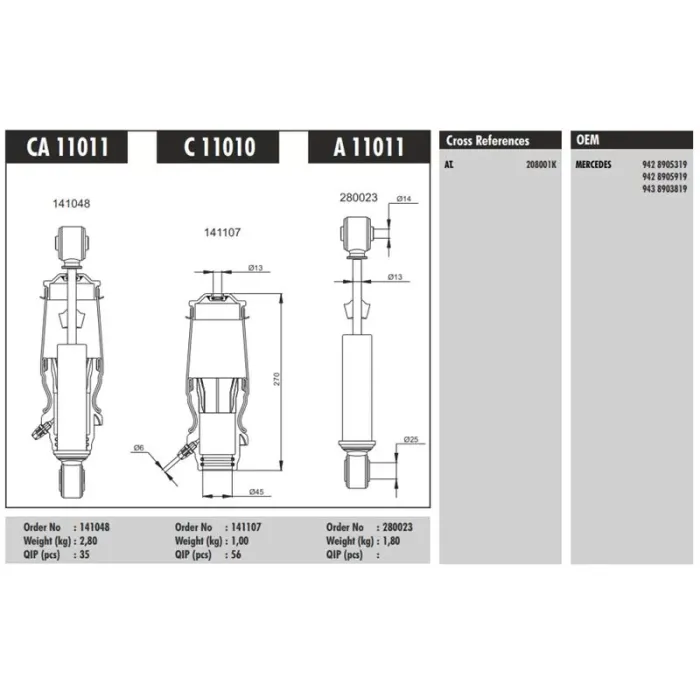 On Kabin Korugu Actros 1831 1860 | CONNECT CA 11011 | OEM 9428905319 9428905919 9438903819