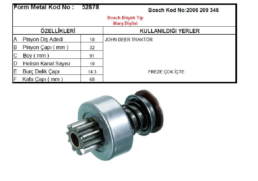 Marş Dişlisi 10D-İf - Johndeer 920-620-2030 | OEM 52878