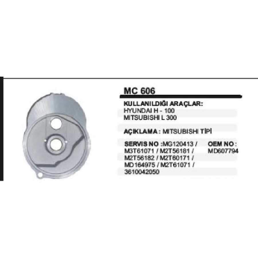 Marş Orta Kap. Hyundai H-100, Mitsubishi L300 Rulmanlı | OEM MC606