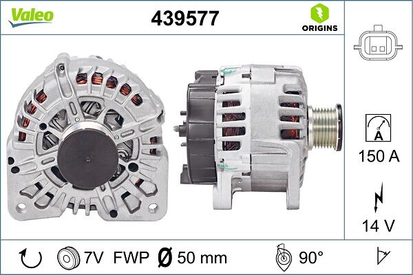 Alternator 12V 150A Megane II Scenic II 2,0DCI 05> | VALEO 439577 | OEM 8200525891 8200525891 8200725683 TG15C091 8200725683 TG15C091