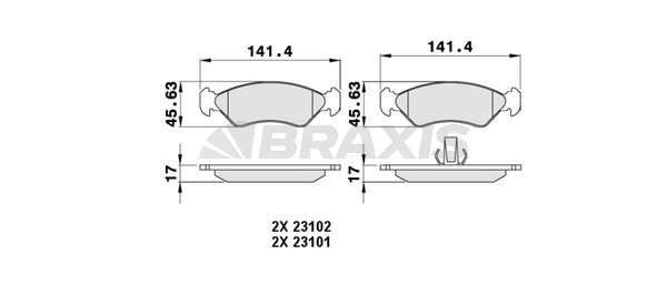 On Fren Balatasi Fiesta 89> 02 Ford Ka 96>08 Mazda 121 3 96>03 Fissiz | BRAXIS AA0046 | OEM 96FB2K021AA