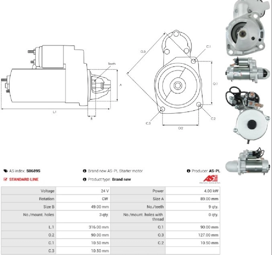 Marş Motoru 24V 9D 4,0 kW Bosch Tip Mercedes Axor-Atego I-2 Unımog | OEM S0689S