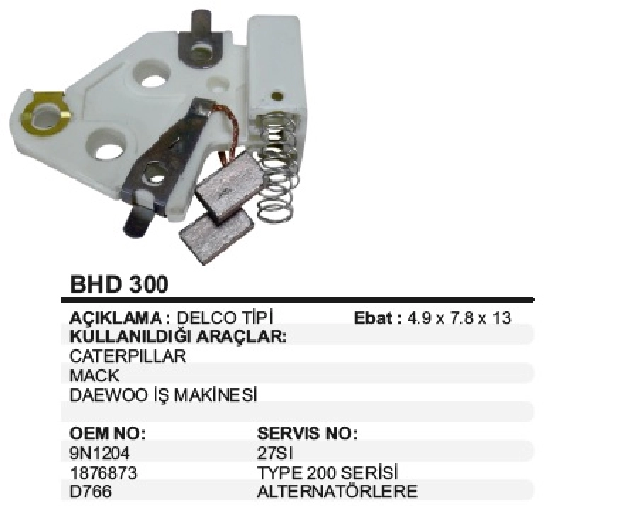 Alternatör Kömür Yuvası 12V Caterpillar 10SI - 12SI - 27SI 9N1204 | OEM BHD300