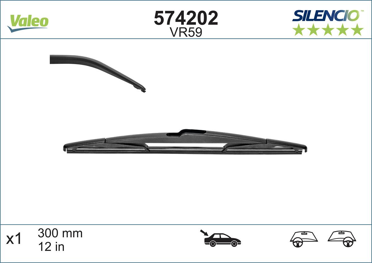 Arka Silecek (X1) Focus III 11 /> Fiesta V VI 08 /> Mondeo 07>14 Qashqi 07> Secenic III 08> Twingo 14> C4 04>11 Yaris 08> Volvo V60 10> Astra H 05>14 Corsa E 14> Colt VI 04>12 Olcu: 300MM | VALEO 574202 | OEM 1462914 1462914 287909182R 28790JD00A