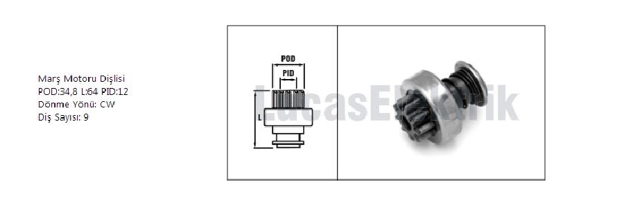 Marş Dişlisi 9D Bosch Tipi (0417) Mercedes Benz 302-352 Otobus Bomag-Deutz-Khd | OEM SDR1058