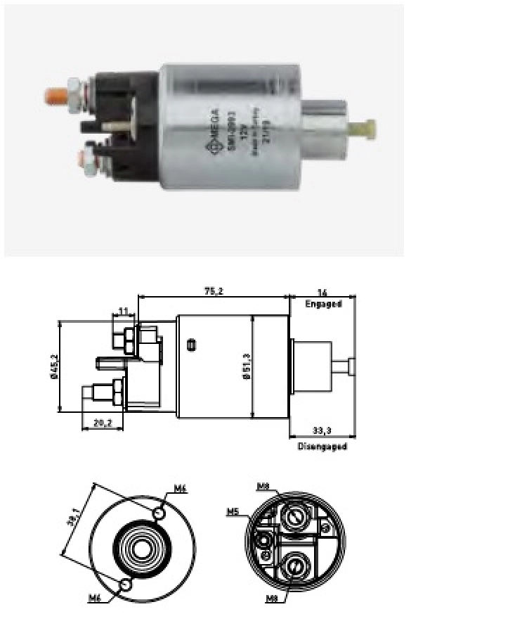Marş Otom. 12V Mitsubishi Tipi Reno Master-Opel Maveno, Clio 1,5D, Kango, Peugeot 106-206 2 Delik (Not Niss | OEM SMI2993