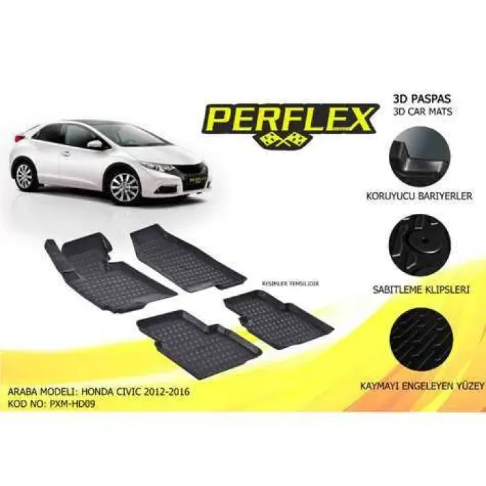 Paspas 3D Havuzlu 10-Mat Honda Civic 2012-2016 | PERFLEX PXM-HD09