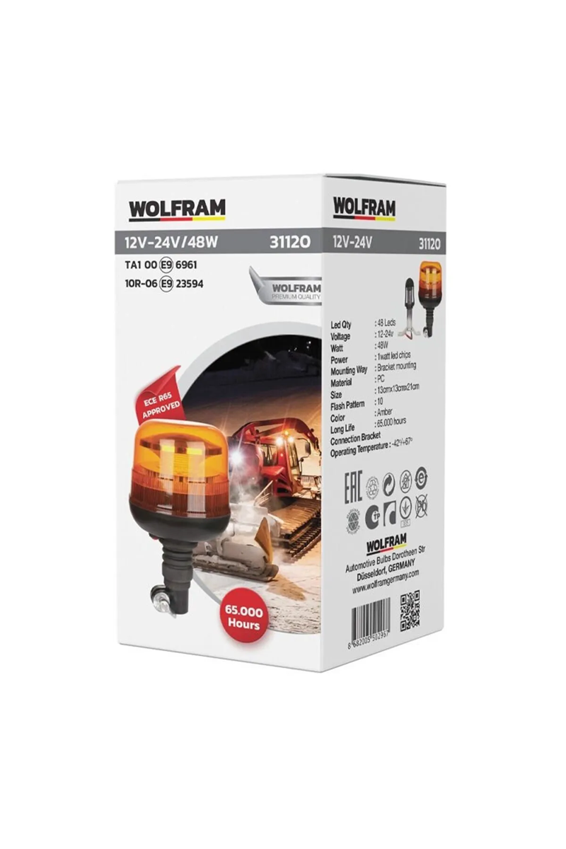 Wolfram 12, 24V Körüklü Döner Lamba 48W E Belgeli