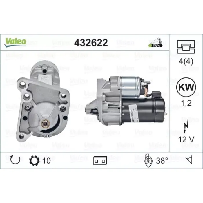 Mars Motoru 12V 10 Dis 1,1KW R19 Megane R9 YM Laguna Clio I II 1.2 1.4 1.6 | VALEO 432622 | OEM 310515 310515 34557389 34685321 34557389 34685321