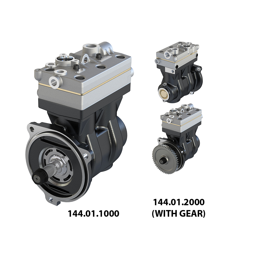 Komple Kompresor Çift Kafa Renault Premium 430 440 450 460 Dxi 11 / Volvo FH16 Em Euro 3 4 5 | A-TECH 144.01.1000 | OEM 20774360 1300190001 9125120040 20733968 9125120040 20774294