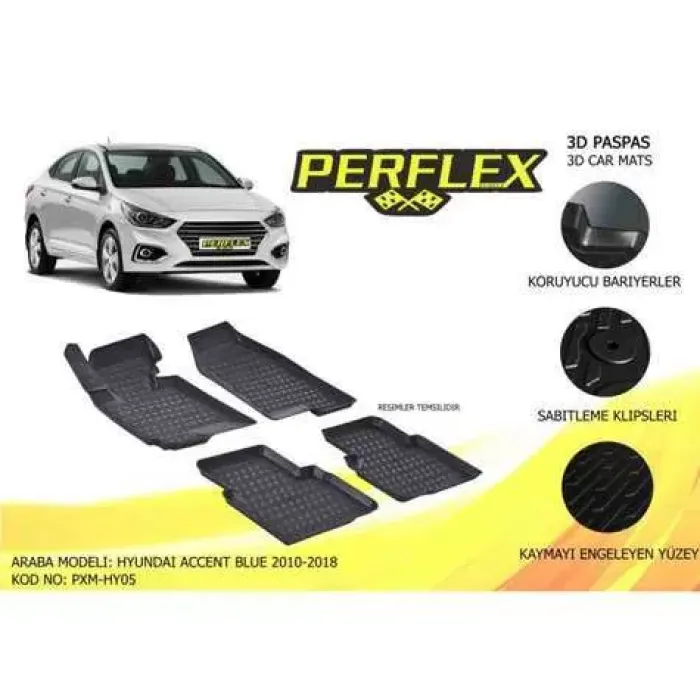Paspas 3D Havuzlu 10-Mat Accent Blue 2010-2018 | PERFLEX PXM-HY05