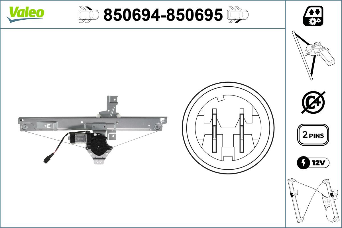 Cam Mekanizmasi Elektrikli On Sag P207 1,4 / 1,6 05> | VALEO 850695 | OEM 9222W9