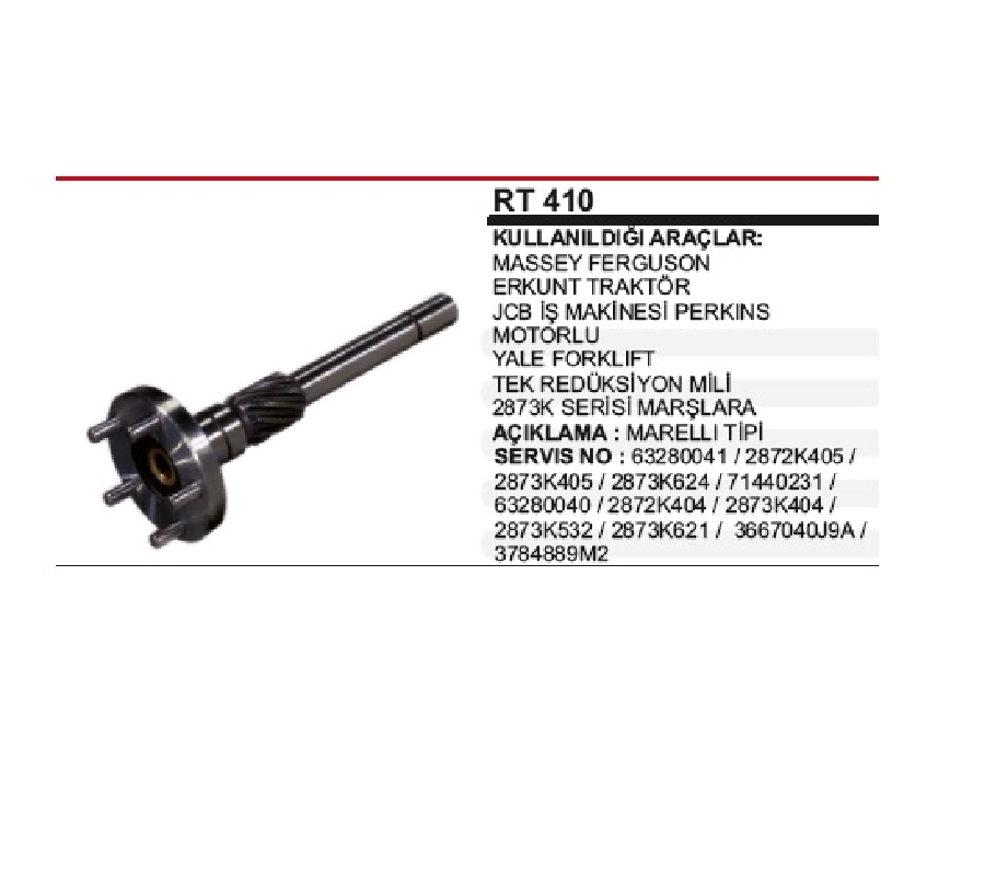 Redüktör Mili Marelli Tip - Mf, Erkunt, Jcb, Ducato, Boxer 2873 Serisi Marşlarda | OEM RT410