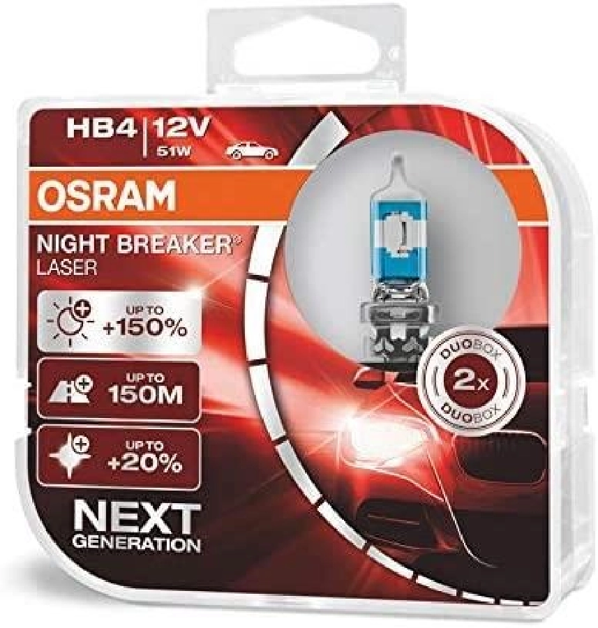 Ampul (2Lİ) 12V HB4 55W Nıght Breaker Laser %150 Güçlü %20 Beyaz Işık | OEM 9006NL-2HB