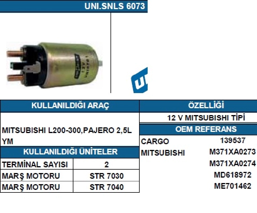 Marş Otom. 12V Mitsubishi L200-300 | OEM SSL6004