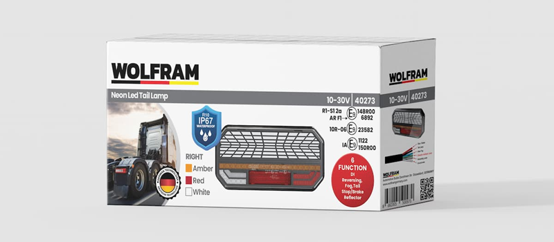 Wolfram Tır ve Dorse Stop Neon LED 7 Fonsiyonlu Sol 10, 30 Volt Sol