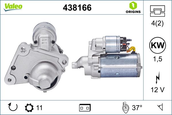 Mars Motoru 12V 1.5KW P2008 P308 Partner Tepe P207 P508 P3008 5008 C4 II DS4 C4 Picasso Berlingo III DV6C DV6DTED (1,6) EURO5 P206+ (T3E) P208 P2008 P1007 P307 P107 C2 C1 DS3 C3 Pluriel C3 II C3 C3 III DV4TD DV4C (1.4) P307 YM | VALEO 438166 | OEM
