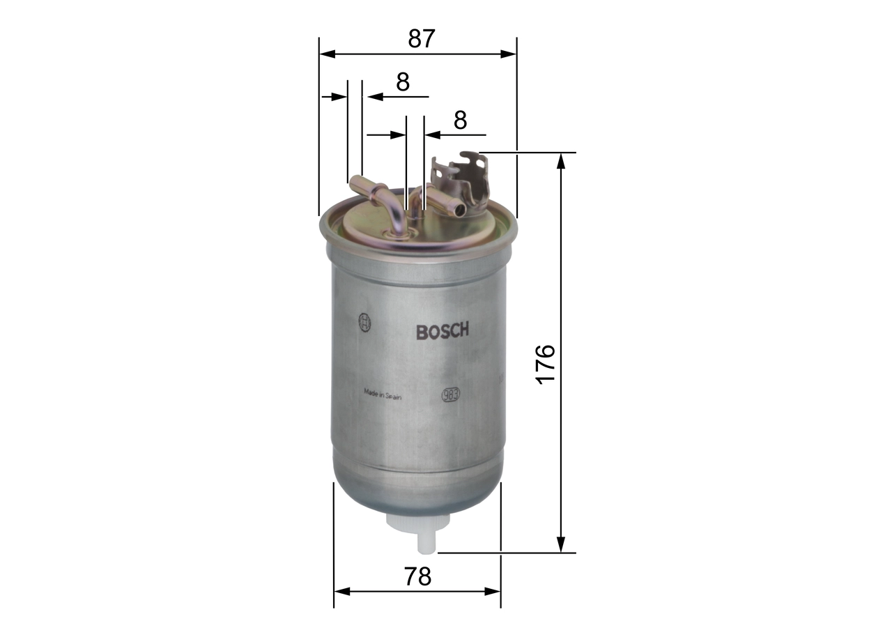 Yakit Filtresi (Mazot) Caddy Golf Jetta Passat Polo Transporter LT35 Vento Cordoba Ibiza Toledo | BOSCH 0450906267 | OEM 1H0127401C 1H0127401C 1H0127401G 191127401A 1H0127401G 191127401A