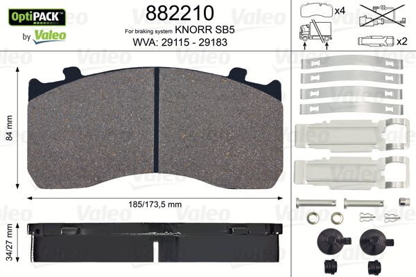 On / Arka Fren Balatasi Atego Knorr SB5 Mercedes Benz Knorr Bremse | VALEO 882210 | OEM 0004211010 0004211210 81508206063