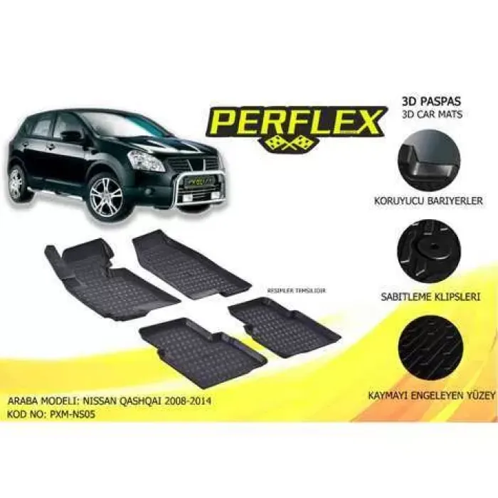 Paspas 3D Havuzlu 10-Mat Nissan Qashqai 2007-2012 J10 Kasa | PERFLEX PXM-NS05