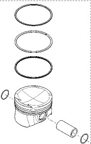 Motor Piston+Segman Clio Kangoo (Pim Capi 26MM) (1.5 Dci K9K Bp) [(76.00MM Std (+100MM) (-0.20MM Kısa)] | YENMAK 36-04164-101 | OEM 8200405109 120A10538R 87-71859 100