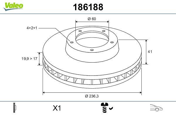 On Fren Diski Astra F 92>98 Corsa B 93>02 Astra Classic 99>02 | VALEO 186188 | OEM 569054