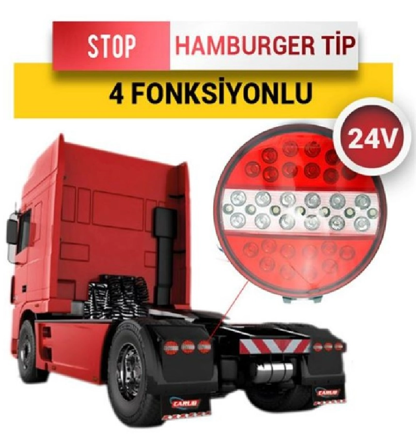 Stop Lamba LED'li Stop + Park + Sinyal + Geri Vites 4 Fonksiyonlu Hamburger 24V | OEM BR4108630