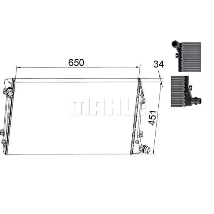 Motor Radyatoru (648X460) Caddy Passat Golf Jetta Octavia Touran Altea Superb 2,0TDI Cfhc 04>13 | MAHLE CR 1395 000S | OEM 1K0121251AK 1K0121251AL 1K0121251DP