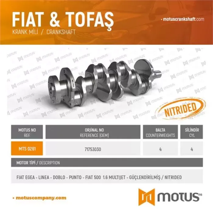 Krank Mili Doblo Linea Egea 1,6 Multijet | MOTUS 261 | OEM 71769903