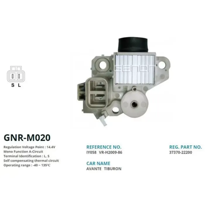 Alternator Konjektor 12V Hyundai Accent - Elentra - Sonata 90 Amp (2 Fis Tek Uc) (L, S) | GENON GNR-M020 | OEM 3730022200