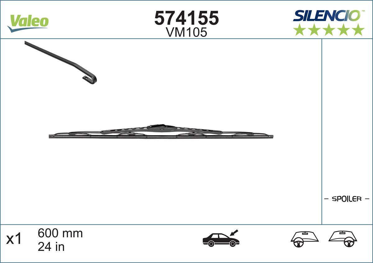 Silecek Supurgesi 600MM Ruzgarlikli Safrane (St) | VALEO 574155 | OEM 61618203954