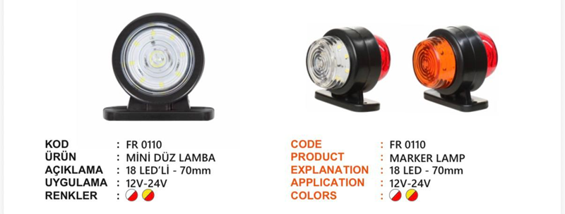 Fr Mini Takoz Lamba Ledli 8 900 Sarı Kırmızı
