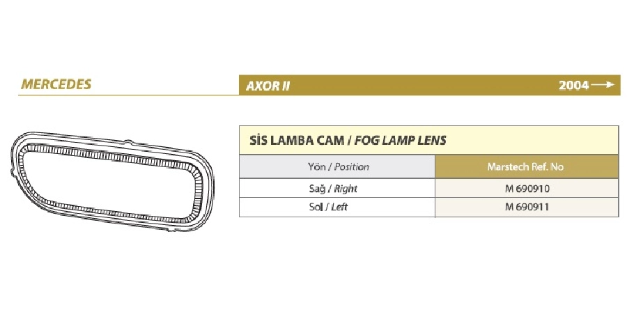 Mercedes Axor Sis Lamba Cam, Sağ, M 630943 | OEM M690910