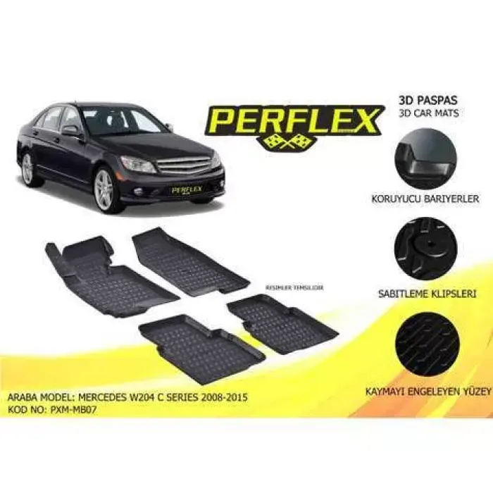 Havuzlu Paspas 3D 10-Mat Siyah C-Class W204 08>15 | PERFLEX PXM-MB07 | OEM A20468010019G33