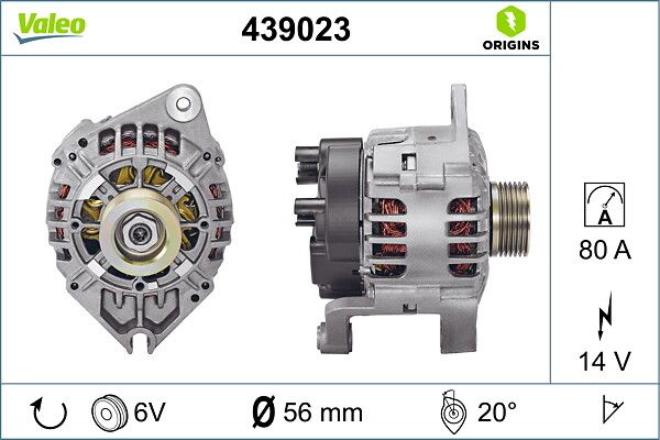 Alternator 12V 80A Xsara Jumper Ducato P306 P406 Expert Boxer | VALEO 439023 | OEM 5705E6