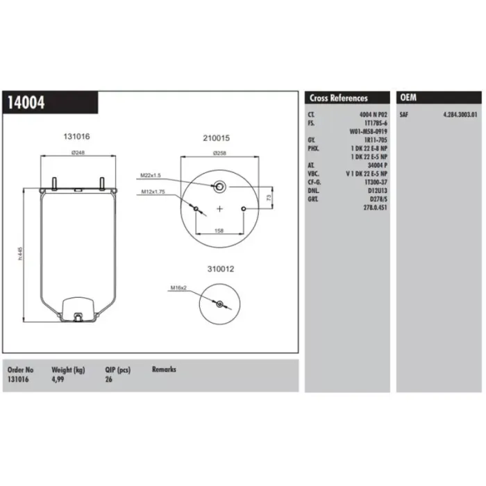 Metalli Koruk Ror Saf Dorse | CONNECT MD 14004 | OEM 130016