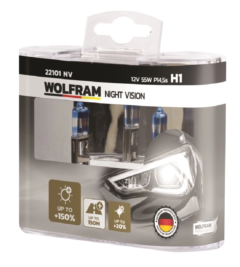 Ampul 12V H1 55W P14.5s Nıght Vision + %150 Fazla Artı + %20 Beyaz Işık Takım | OEM 22101NV