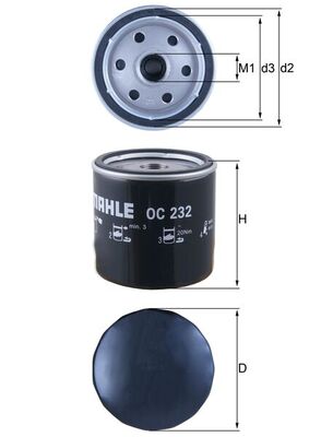 Yag Filtresi Transit T12 T15 2,5 / 2,5TD 91>00 Connect 1,8TDCI 02>13 Focus 1,8TDCI 98>04 (Atom Tip) | MAHLE OC232 | OEM 4M5Q 6714 BA XS4Q 6714 AB