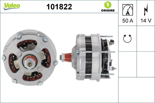 Alternator 12V 50A A13N52 | VALEO 101822 | OEM 101822 101822 7700869377 7700869377