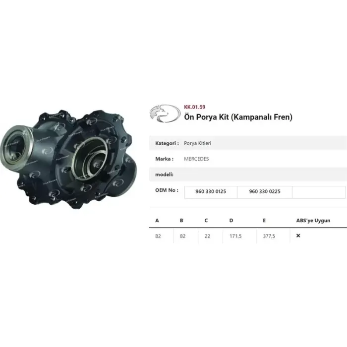 Dingil Ön Porya Kit Kampanali Mercedes Benz Arocs | KURTSAN KK.01.59 | OEM 9603300125-9603300225