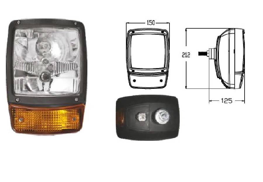 Far Sol Ön Komple 12V Ampüllü Yeni Model (Jcb İş Makinası) Ünüversal | OEM 206276-12V