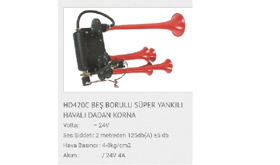 Korna 5 Borulu Çok Sesli Yankılı 24V | OEM HD420C24V